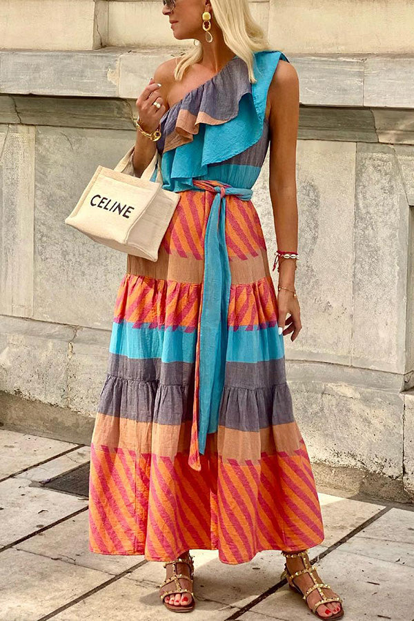 Main Stage Unique Printed Ruched Cross Over Detail Strap Midi Dress